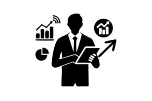 Cash Flow Management with a Businessman Analyzing Financial Data and Statistics on a Tablet vector