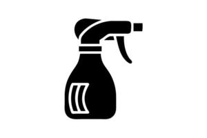 Plastic spray bottle for water or cleaner with nozzle, line art design showing a handheld sprayer tool vector