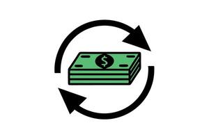 Dynamic Stylized Cash Flow Illustration with Money Stack and Arrows Indicating Currency Movement vector