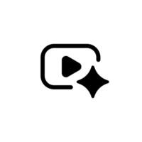 Ai interface icon with simple star and play symbol in minimal design style vector