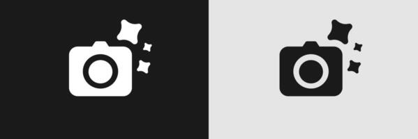 Ai camera symbols with stars indicating advanced photography features and clean design vector