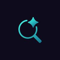 Ai magnifying glass icon with a shining star for artificial intelligence applications vector