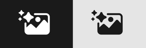 Ai image icon with sparkle effects for modern applications in contrasting color schemes vector