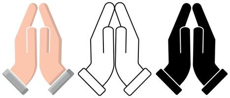 Hands together in a praying gesture, religion or worship element isolated on a white background vector