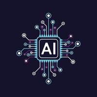 Artificial intelligence circuit line style. Machine learning design. Smart network digital vector