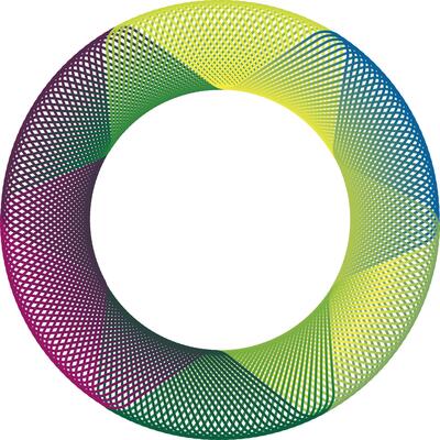 Circular rainbow spectrum, geometric pattern illustration