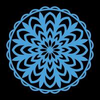 Abstract blue circle ornament with floral mandala pattern design vector