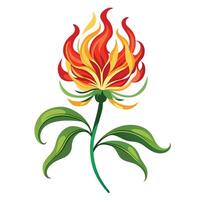 Intricate Details of a Flame Lily in a Natural Setting vector