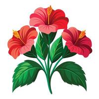 Intricate Details of a Hibiscus Plant in a Natural Setting Isollated on a White Background vector