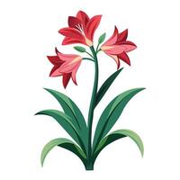 Intricate Details of an Amaryllis Plant in a Natural Setting vector
