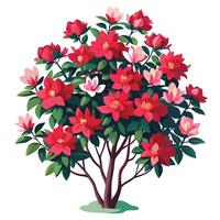 Intricate Details of an Azalea Bush in a Natural Setting with Wildflowers and Butterflies vector