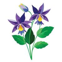 Intricate Details of a Columbine Plant in a Natural Setting with Wildflowers and Butterflies vector