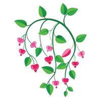 Intricate Details of a Coral Vine in a Natural Setting with Wildflowers and Butterflies vector