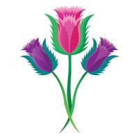Intricate Details of a Fringed Tulip Plant in a Natural Setting with Wildflowers and Butterflies vector