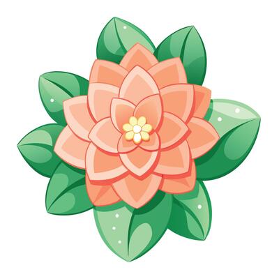 Botanical Depiction of a Kalanchoe Blossom in Full Bloom with Green Leaves and Stems