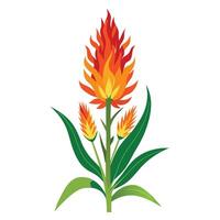 Intricate Details of a Torch Lily Plant in a Natural Setting with Wildflowers and Butterflies vector