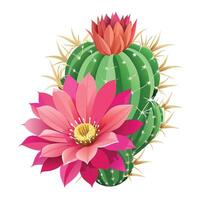 Detailed Illustration of a Cactus Flower with White Petals and Long Stems vector