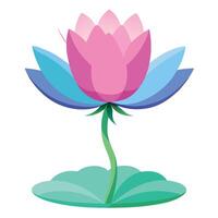 Lotus Flower with Yellow Petals and Green Leaves in a Garden Setting vector