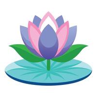 Detailed Illustration of a Lotus Flower with White Petals and Long Stems Isollated on a White Background vector