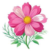 Intricate Details of a Cosmos Flower in a Natural Setting with Wildflowers and Butterflies vector