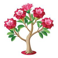 Intricate Details of a Desert Rose Plant in a Natural Setting with Wildflowers and Butterflies vector