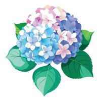 Intricate Details of a Hydrangea Plant in a Natural Setting with Wildflowers and Butterflies Isollated on White Background vector