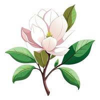 Intricate Details of a Magnolia Plant in a Natural Setting with Wildflowers and Butterflies vector