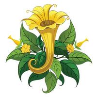 Intricate Details of a Golden Chalice Vine in a Natural Setting with Wildflowers and Butterflies vector