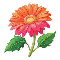 Intricate Details of a Vibrant Gerbera Daisy in a Natural Setting with Wildflowers and Butterflies vector