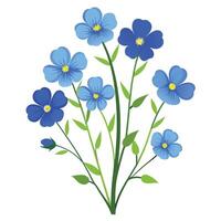 Intricate Details of a Blue Flax Plant in a Natural Setting with Wildflowers and Butterflies vector