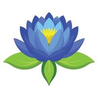 Intricate Details of a Blue Lotus Flower in a Natural Setting with Wildflowers and Butterflies vector