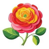 Intricate Details of a Ranunculus Plant in a Natural Setting with Wildflowers and Butterflies vector