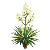 Vibrant Yucca Plant with Brightly Colored Flowers and Leaves in a Natural Setting vector