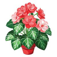 Intricate Details of a Begonia Plant in a Natural Setting with Wildflowers and Butterflies vector