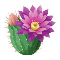 Detailed Illustration of a Cactus Flower in Full Bloom with White Petals and Long Stems vector