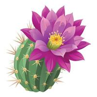 Cactus Flower in Full Bloom with Yellow Petals and Green Leaves in a Garden Setting vector
