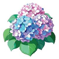 Intricate Details of a Hydrangea Plant in a Natural Setting with Wildflowers and Butterflies vector