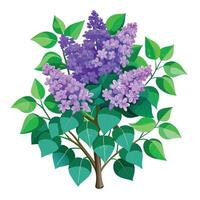 Intricate Details of a Lilac Bush in a Natural Setting with Wildflowers and Butterflies vector