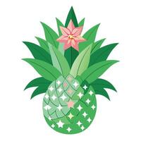 Beautiful Pineapple Lily with Unique Flowers and Green Leaves vector