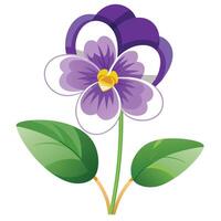 Vibrant Violet Flower with Brightly Colored Petals and Leaves in a Natural Setting vector
