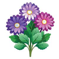 Intricate Details of a Cineraria Plant in a Natural Setting with Wildflowers and Butterflies vector