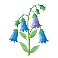 Intricate Details of a Bellflower Plant in a Natural Setting with Wildflowers and Butterflies vector