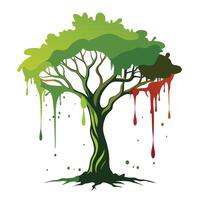 Intricate Abstract Ink Splash Tree with Delicate Leaves and Trunk in a Fantasy Setting vector