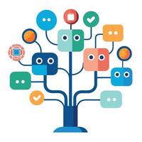 AI Chatbot Tree with Modern Leaves and Trunk in a Futuristic Setting vector