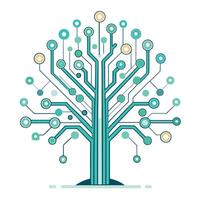 Vibrant Digital Tree with Brightly Colored Leaves and Trunk in a High-Tech Setting vector