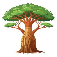 Vibrant Ancient Baobab Tree with Brightly Colored Leaves and Trunk in a Whimsical Setting vector