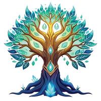 Ancient Sacred Tree with Intricate Leaves and Trunk in a Natural Setting vector