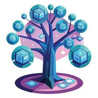Watercolor Augmented Reality AR Tree with Soft Leaves and Trunk in a Natural Setting vector