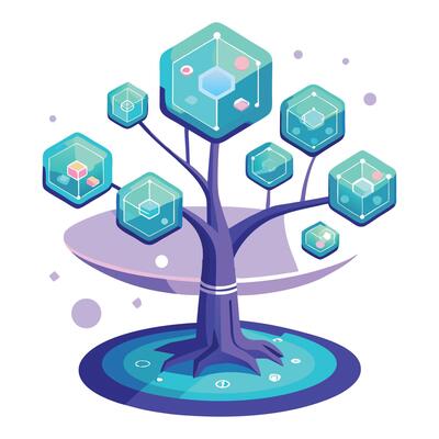 Augmented Reality AR Tree with Modern Leaves and Trunk in a Futuristic Setting