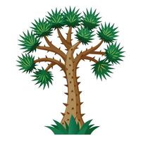 Cactus Palm Hybrid Tree with Pink Flowers and Green Leaves in a Garden Setting vector